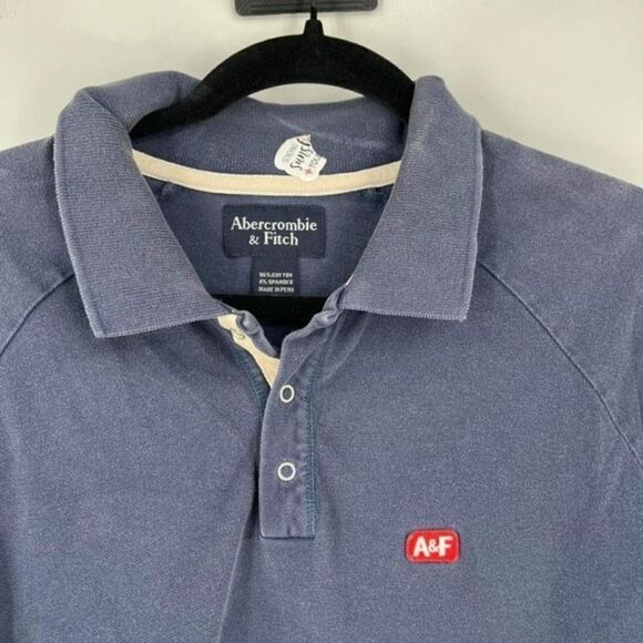 Vintage 90s‎ Abercrombie & Fitch Men's Short Sleeve Polo Shirt Navy Blue Size XL - Picture 2 of 9
